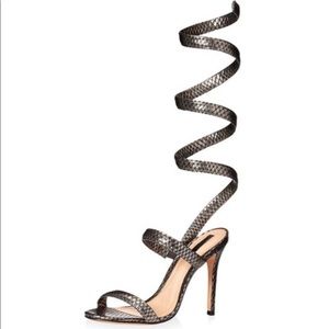 Schutz Snake print wrap sandals
